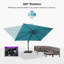 9' X 11.5' Patio Cantilever Blue Umbrella Outdoor Rectangle Adjustable Offset Blue Umbrellas with Base and 360-degree Rotation-825164264