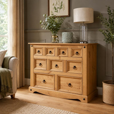 Burrowes Solid Wood 95 cm W Chest of 9 Drawers