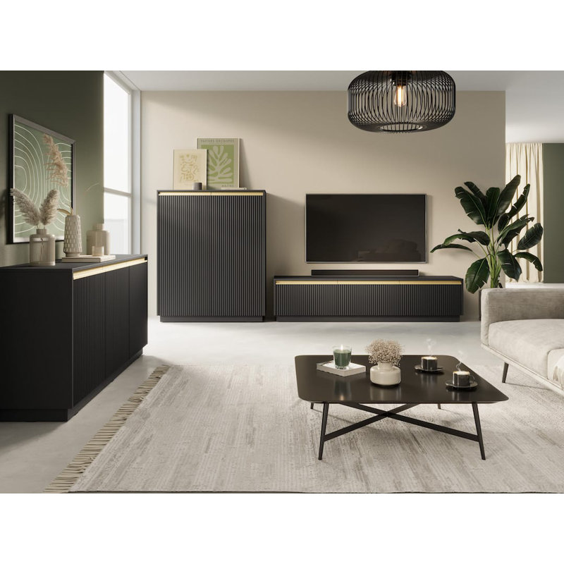 Ahil Unfinished TV Stand for TVs up to 60", Black