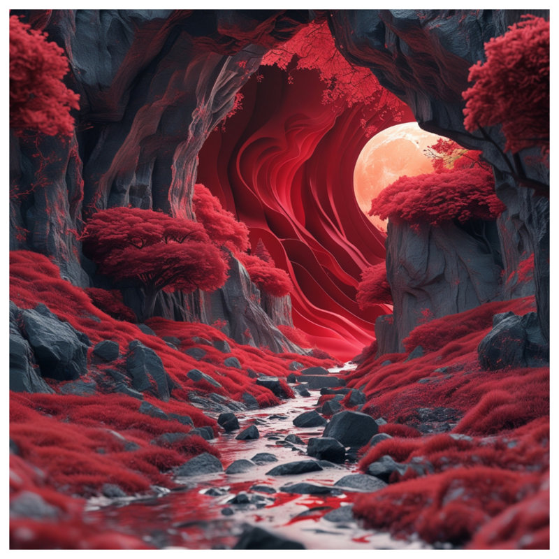 Housses de couette Red Moonlit Valley, Grand lit