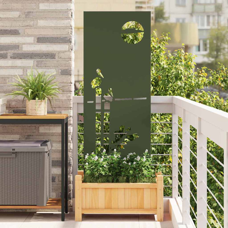 Vidaxl Garden Privacy Screen White 50 X 140 Cm Cold-Rolled Steel, Olive Green