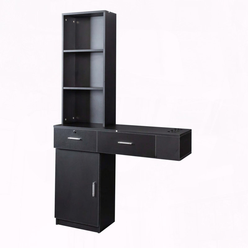 Multi-Layer Storage Hair Desk with Large Storage Space, Black