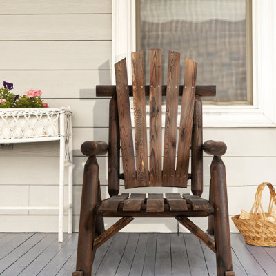 Chaise berçante simple, chaise de patio en bois rustique pour l'intérieur, la cour, le jardin, avec siège profond, siège incliné et cour arrière. Design, confortable et confortable. Bois de sapin massif, capacité de 250 lb. Entretien facile.