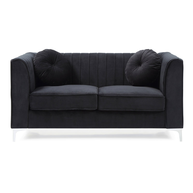Causeuse chic à accoudoirs inclinés noir pour deux, Noir