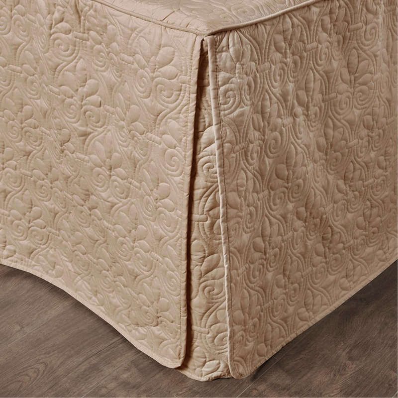 Couvre-lit 3 pièces kaki très grand style plissé en coin, tissu en microfibre, rembourré à 100%, coins, rembourrage, literie traditionnelle