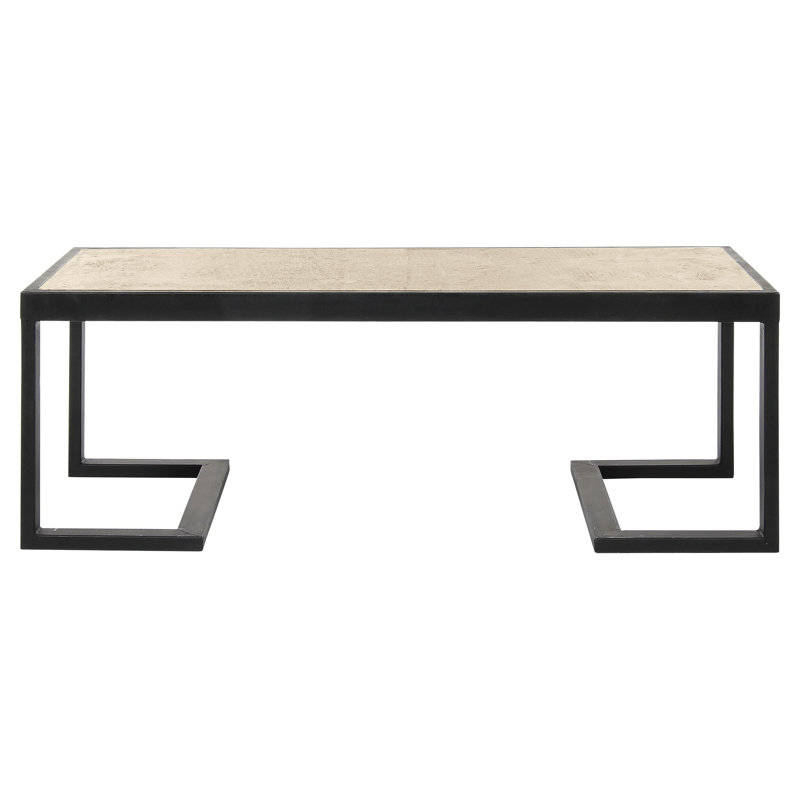 San Diego Coffee Table, Antique Black, Lite Travertine