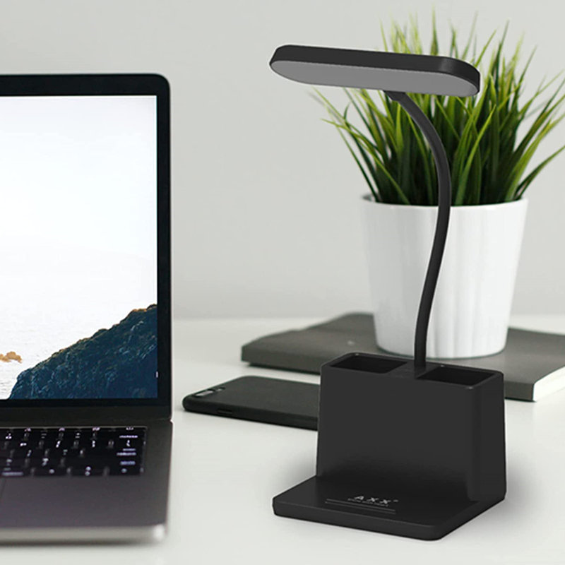 Covie Adjustable Desk Lamp with Storage, Black