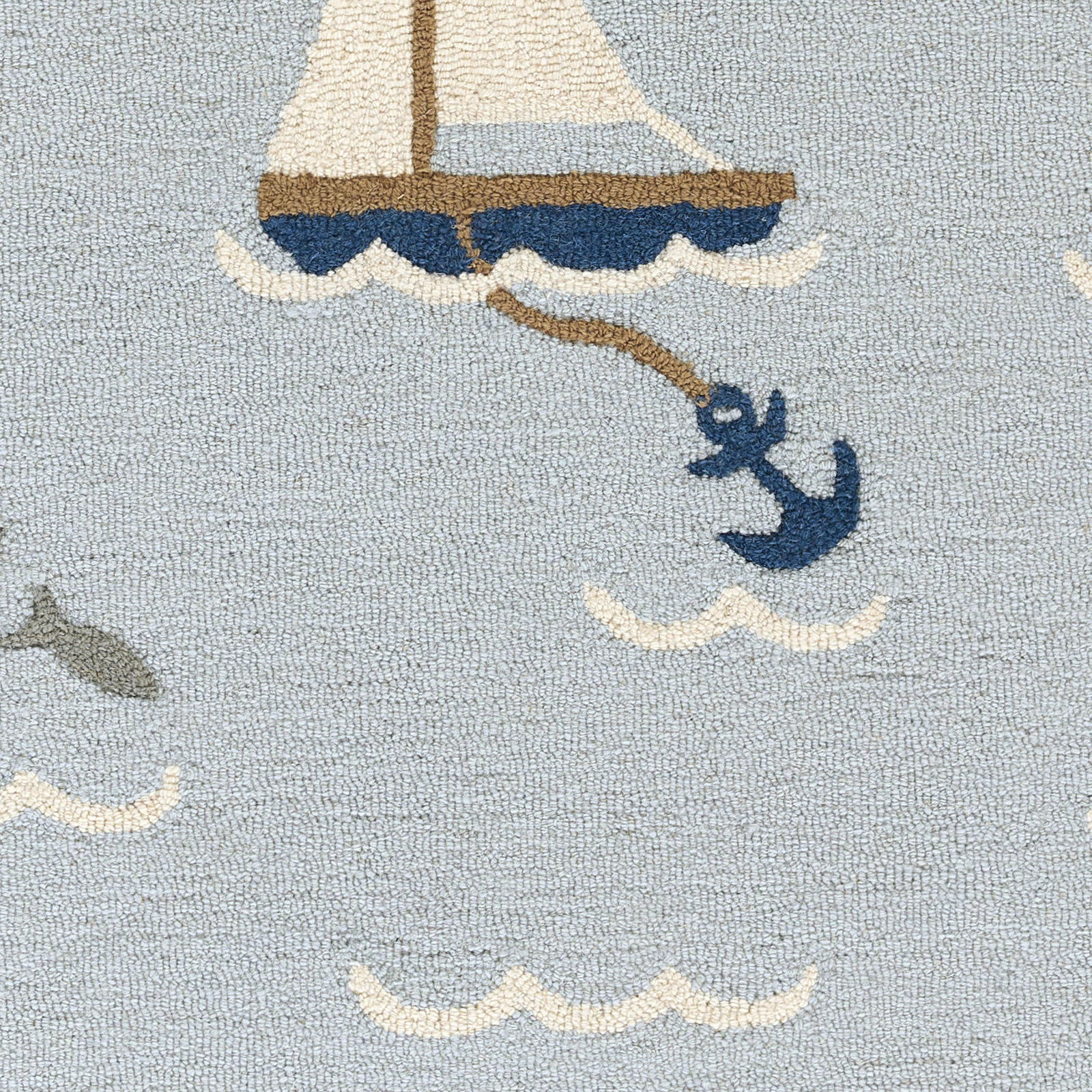 Lola Sea Blue Hand-Tufted Wool Rug, Rectangle 5' x 7'6"