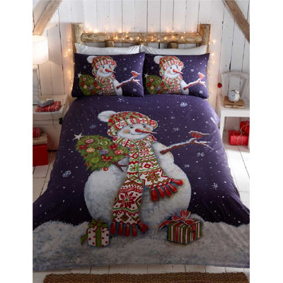 Poe Festive Snowman Easy Care Duvet Cover Set