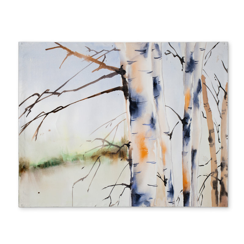 Illustrative Blue Polyester Placemat - Birch Trunks Home Decor
