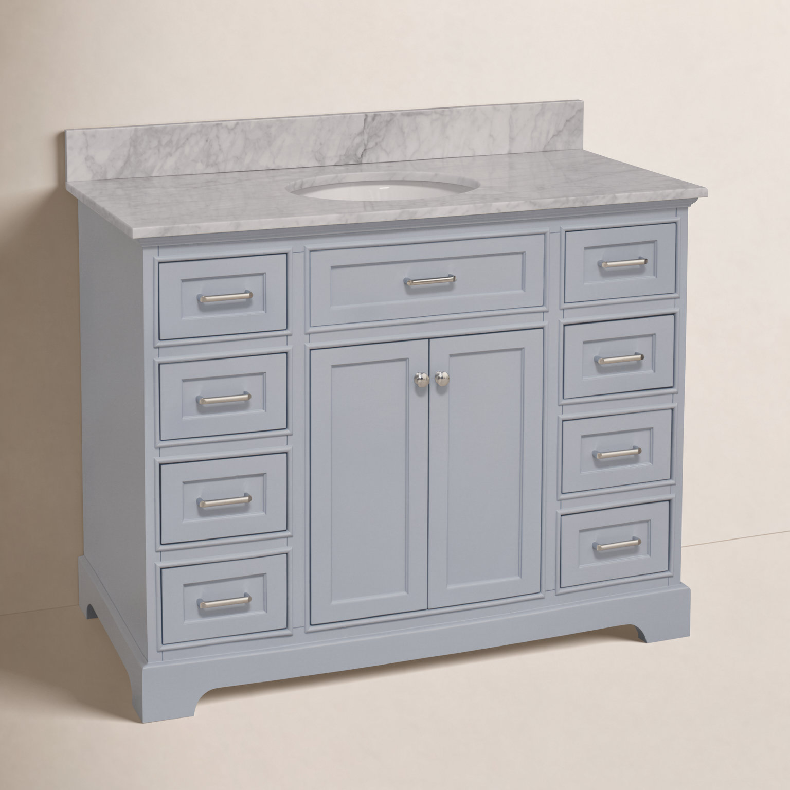 48'' Single Bathroom Vanity, Powder Blue, Carrara Marble