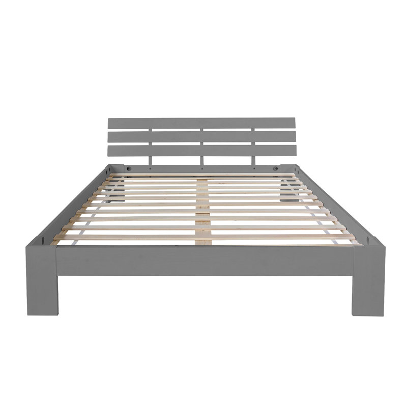 Mirielle Solid Wood Bed, Grey, 160 x 200 cm