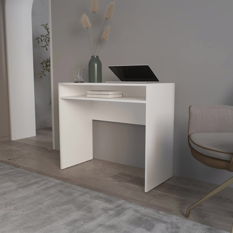 Bureau blanc avec rangement, spacieux et durable, parfait pour les espaces de travail organisés et minimalistes, Blanc
