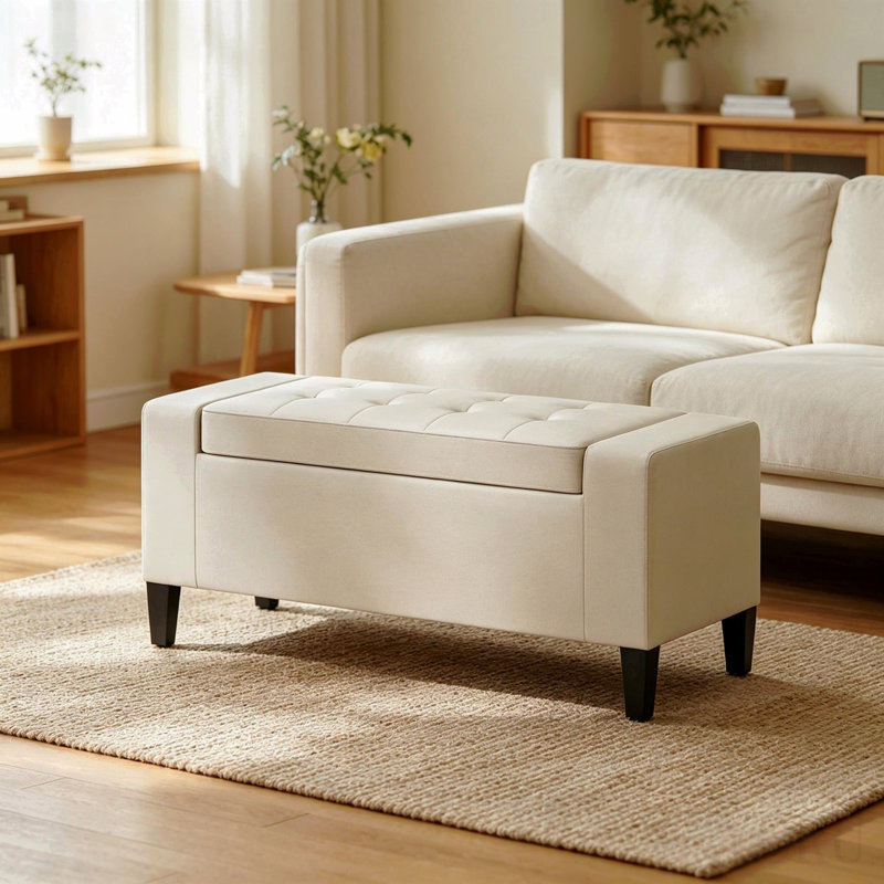 Banc de rangement moderne, banc de repose-pieds polyvalent, banc au design fonctionnel