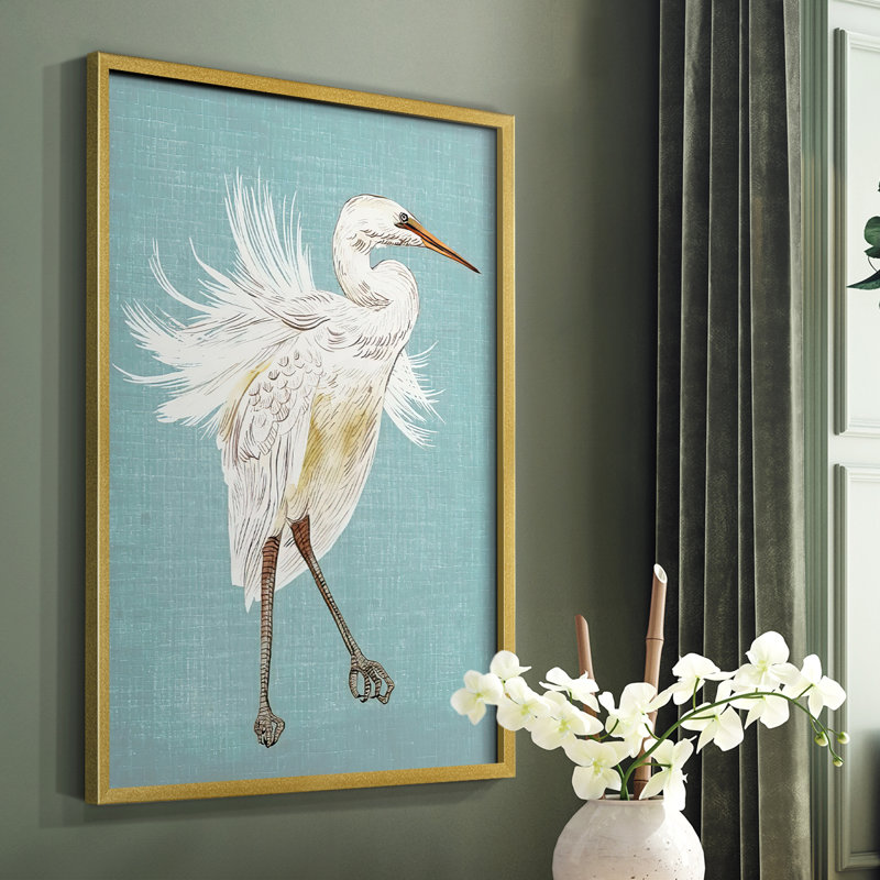 Heron Plumage III, reproduction encadrée - bois massif, H 20 po x l 16 po