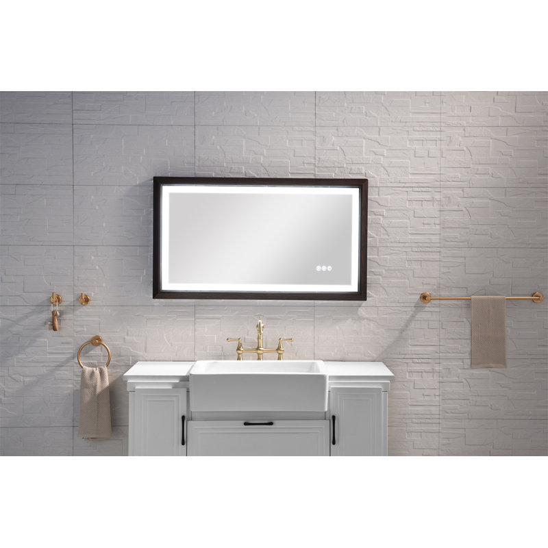 Miroir de salle de bain 40 "x 24" à DEL avec cadre en aluminium, 24 po x 40 po