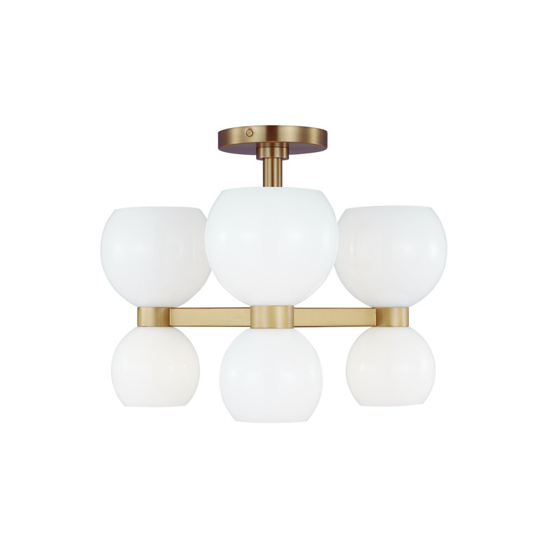 Londyn Glass Semi Flush Mount, Milk White