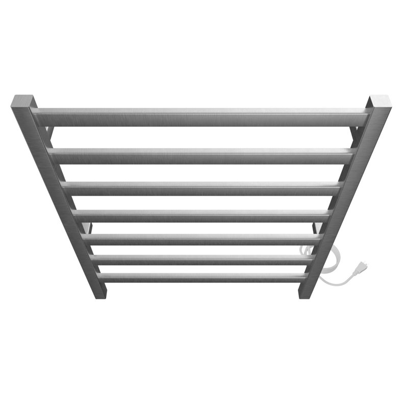 Chauffe-serviettes électrique mural 24 po x 27 po Kontour, H 27 po x l 24 po x P 4 po, Nickel brossé, Électrique à brancher