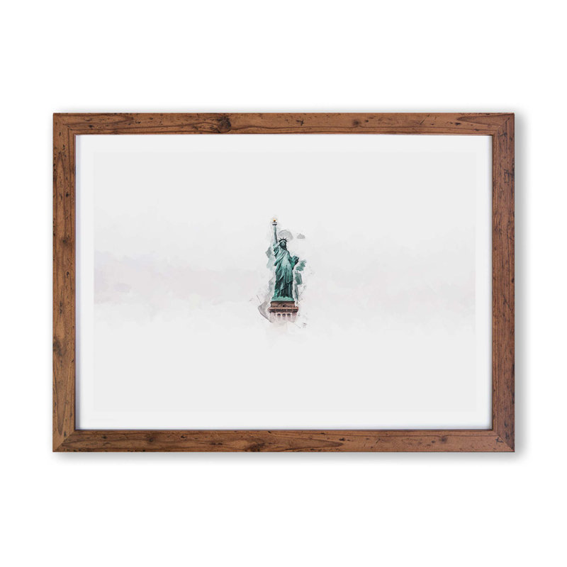 Statue Of Liberty In New York City - Single Picture Frame Print, Walnut, 24cm H x 33cm W x 2cm D