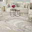 Tapis abstrait tissé à la machine en crème / gris-89957680