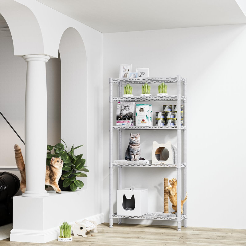 Étagère de rangement Étagère utilitaire Étagère utilitaire à 5 niveaux avec grille métallique pour la maison, la cuisine et le bureau