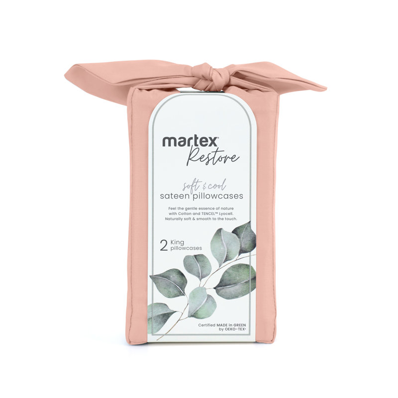 Martex Restore Solid - Soft, Breathable, Cotton Blend, Temperature Regulating, Clay, 2 Standard Pillow Cases