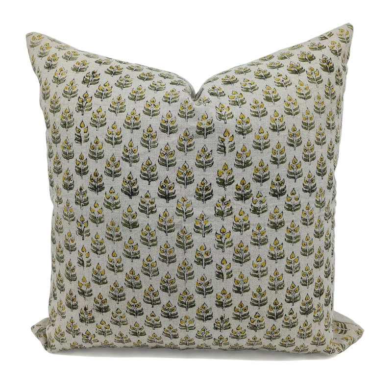 Imprimé en bloc de housse de coussin fait à la main Fabividine, 14 po x 20 po