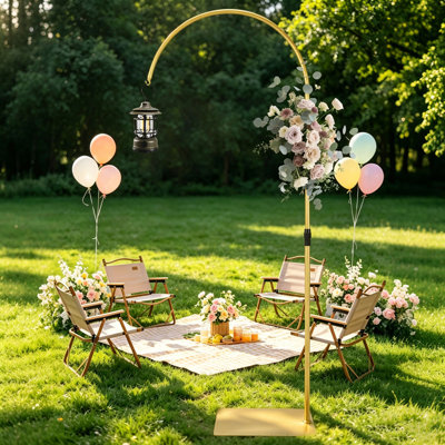 Heavy Duty Metal Half Arch Backdrop Stand, Adjustable, for Wedding Party Decor