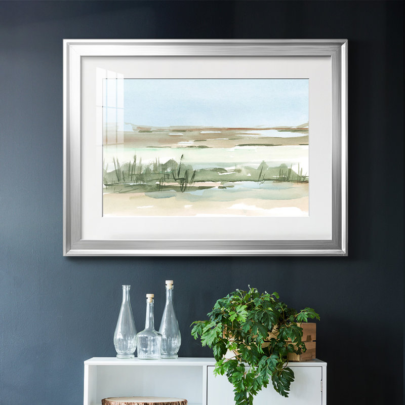 Peaceful Lowland I-FramedFramed Print W biseauté mat et verre, H 15 po x l 21 po x P 1,5 po, Argent