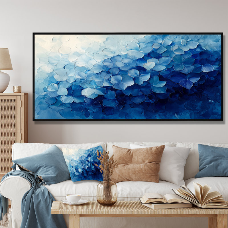 Velours hortensia lignes de grâce - hydrangées, art mural, 30" H x 40" W, Picture Frame Print, Noir