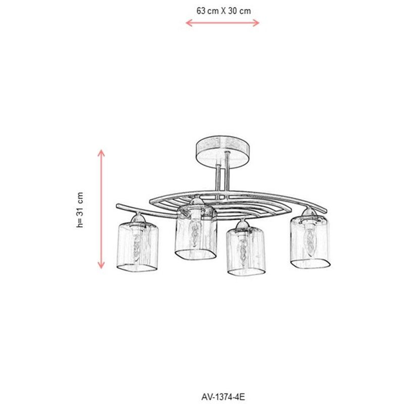 Gladding Semi Flush Mount, Gold