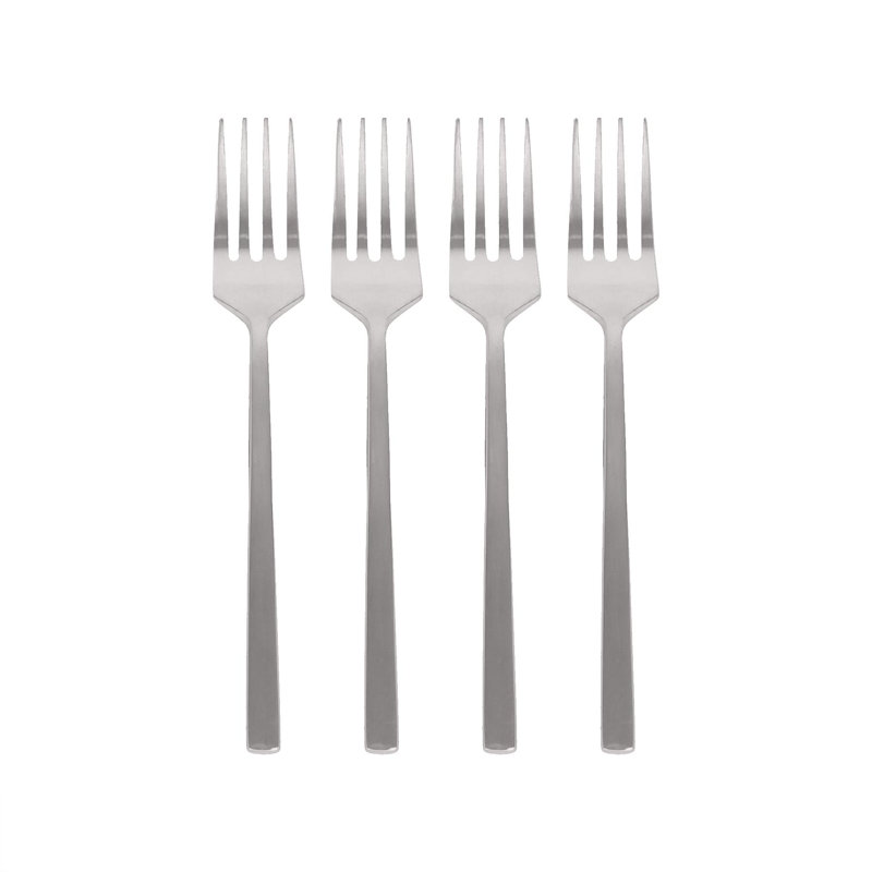 Argon Tableware - Stainless Steel Cake Forks - Set of 4, Silver