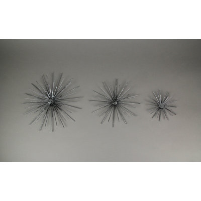 Ensemble de 3 décorations murales en forme d’étoile atomique Mid-Century vieillie