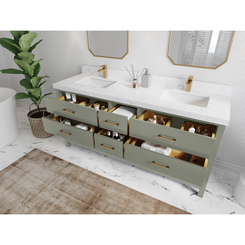 Carter 72 po Parker X P 22 po Meuble-lavabo double D D Evergreen, Calacatta Laza