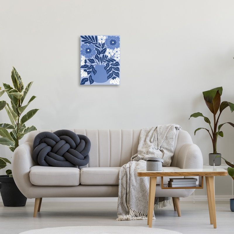 Art mural sur toile Funky Blue Florals par Taylor Shannon Designs, H 20 po x l 16 po