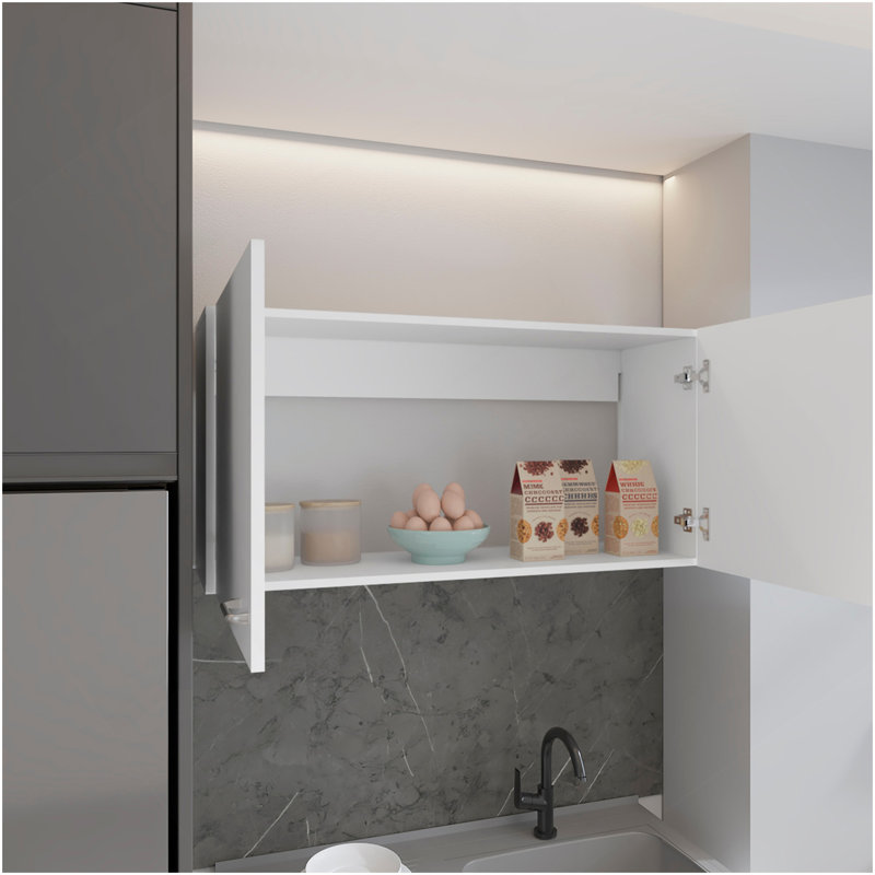 Armoire murale H 19 po, deux portes, deux tablettes internes, blanc