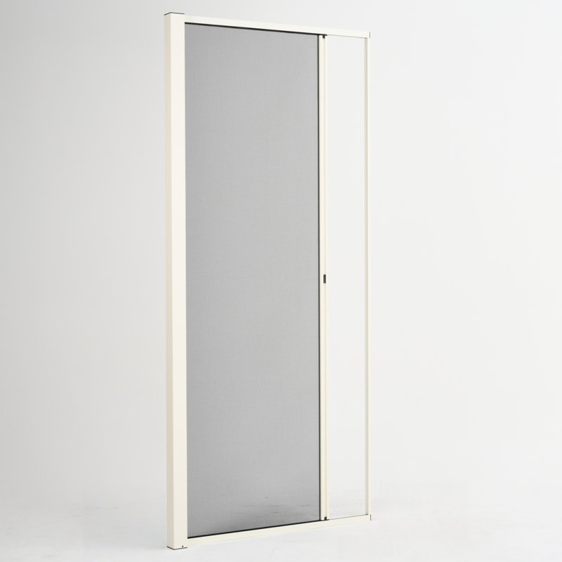 Porte moustiquaire enroulable blanche RS6 81-91 cm (L) x 203 cm (H), idéale pour les animaux, sans risque de pincement, installation facile, largeur réglable, fermeture éclair coupe-vent, robuste.