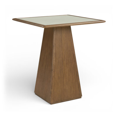  Plateau de table en verre et en canne de 36 po de largeur avec base en bois