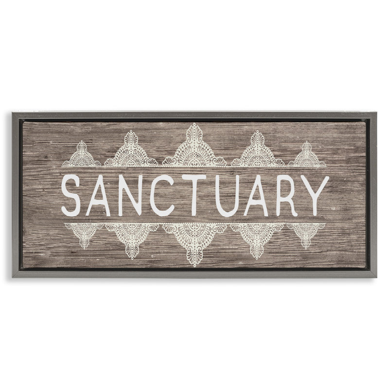 "Sanctuary with Paisley" Brown Grain, cadre encadré par Daphne Polselli, Cadre flottant gris lustré, H 14 po x l 31 po