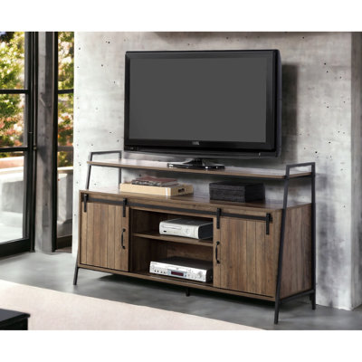 Rustic Tv Stand With Sliding Door For 58-Inch Screens In Style Functional Door, Suits Televisions