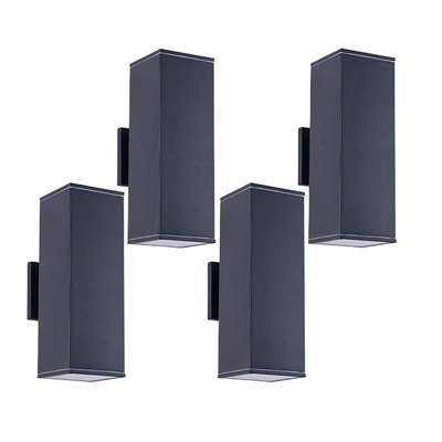 Éclairage mural moderne d'extérieur vers le bas, éclairage de porche carré cylindrique noir mat, lampe murale d'extérieur en verre aluminium imperméable, jardin de patio