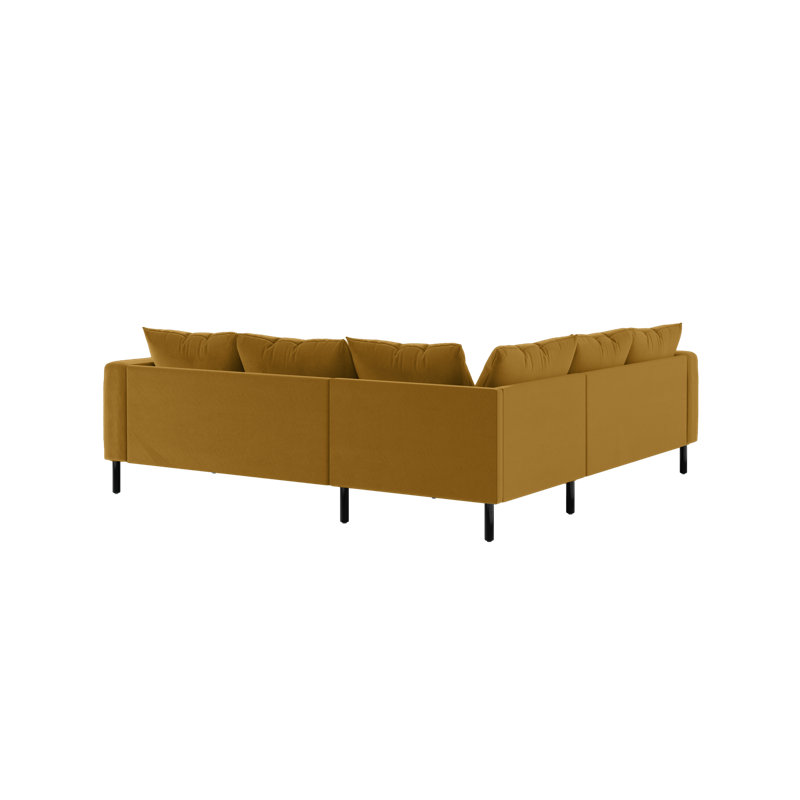 Essential 5-Seat Corner Sectional, Mustard Recycled Velvet, Metal