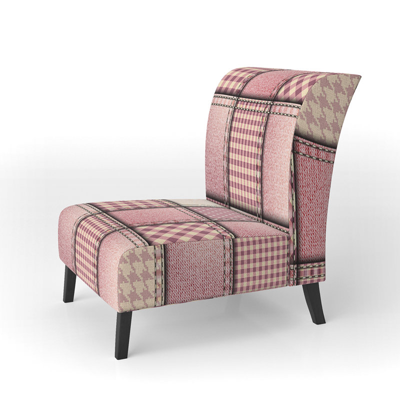 Fauteuil de chambre rose à motif patchwork en denim rose