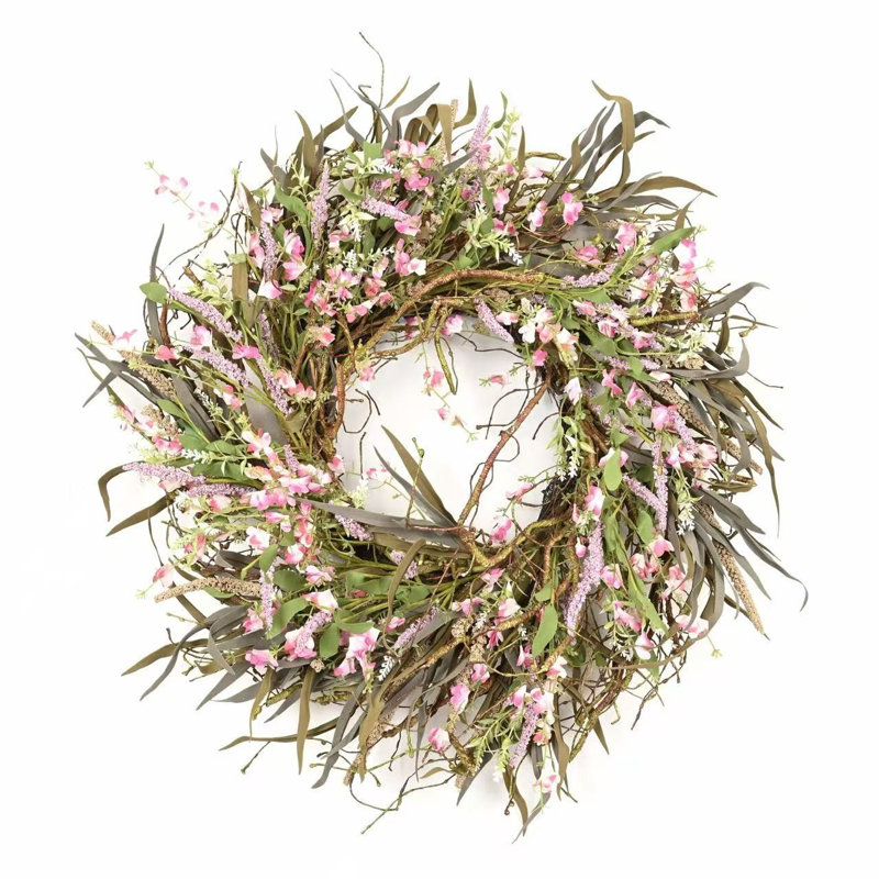 Couronne florale 26 po pour la porte de l'Action de grâce, Pink