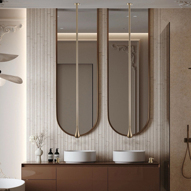 63" Ceiling Mounted Bathroom Sink Faucet, Solid Brass Single Handle Faucet, Brushed Gold, Drain Assembly Not Included