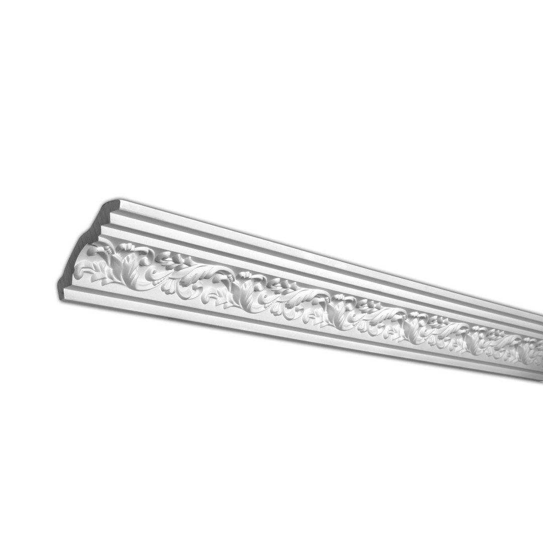 2-7/8 in x 2-7/8 in x 94-1/2 in Decorative Leaves Polyurethane Crown Moulding Pro PK 39 LF (Set of 5) Architectural Products by Outwater L.L.C.