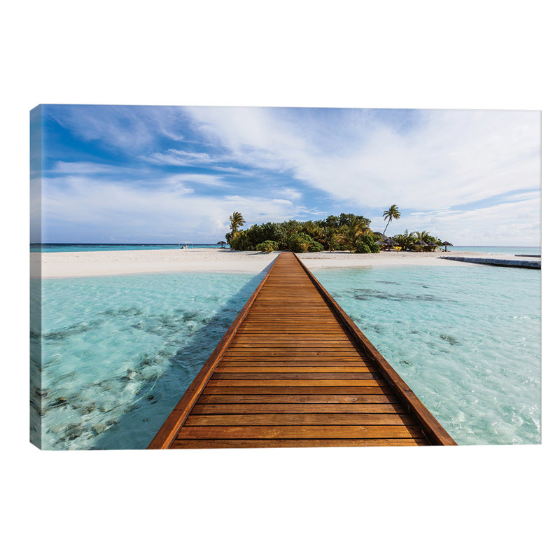 Wooden Jetty To A Tropical Island, Maldives by Matteo Colombo - Wrapped Canvas Print, 101.6 cm H x 66.04 cm W x 1.91 cm D