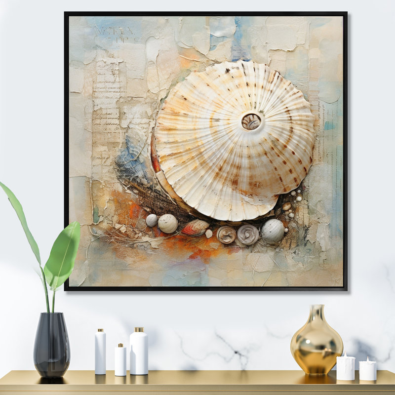 Abstract Seashell Treasures I - Animals Wall Decor, H 36 po x l 36 po x P 1,5 po, Cadre flottant noir