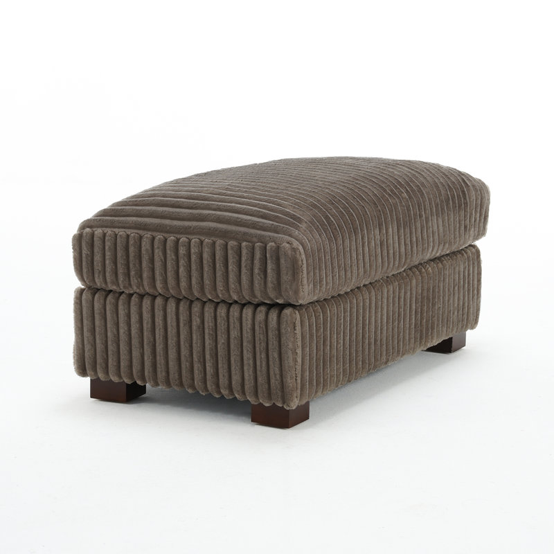 40.15cm Wide Rectangle Solid Colour Footstool Ottoman, Light Brown 
