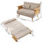 Canapé-lit pliant en bois, fauteuil d'appoint en lin et coton pour lire avec coussin de dossier, canapé pliable pour le salon-1348599431